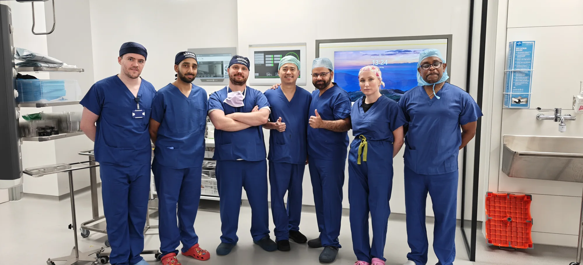 Mr Shakir Hussain and the theatre team performing a ceramic-on-ceramic hip resurfacing procedure
